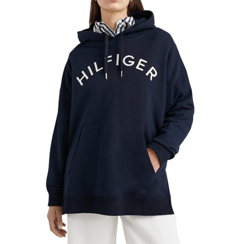 Felpa Donna con cappuccio e logo Blu Tommy Hilfiger- Francavilla Moda